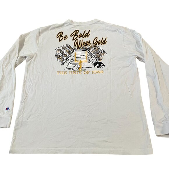 Iowa Hawkeyes Football Champion Long Sleeve T-Shirt Men's XL White Pocket T - Picture 5 of 6